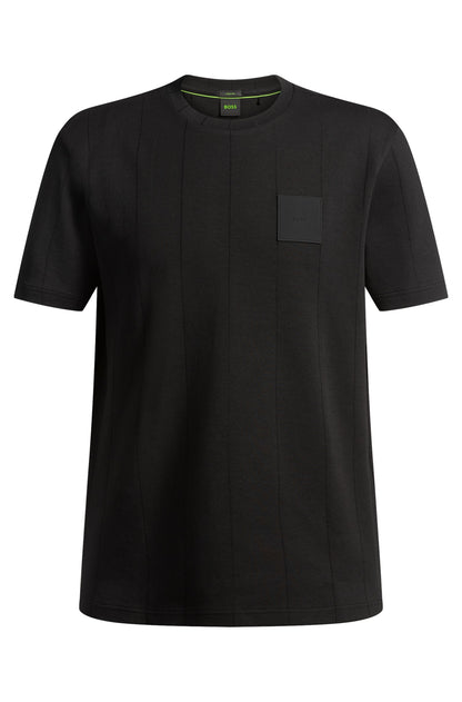 Hugo Boss T-shirt With Drop-needle Stitching - Black