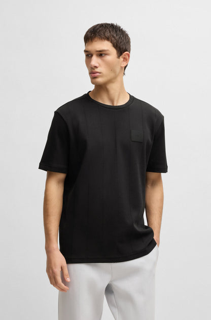 Hugo Boss T-shirt With Drop-needle Stitching - Black