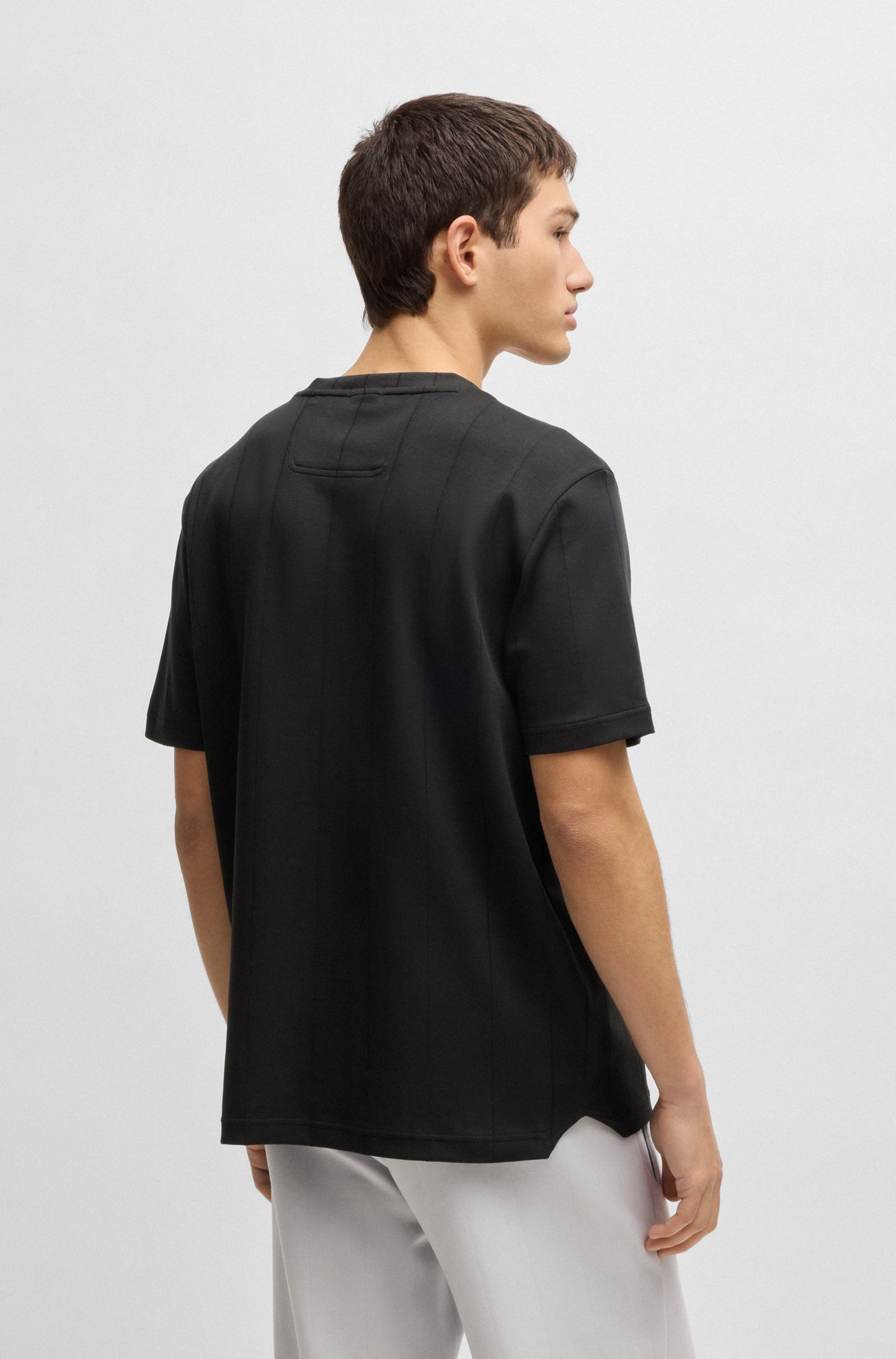 Hugo Boss T-shirt With Drop-needle Stitching - Black