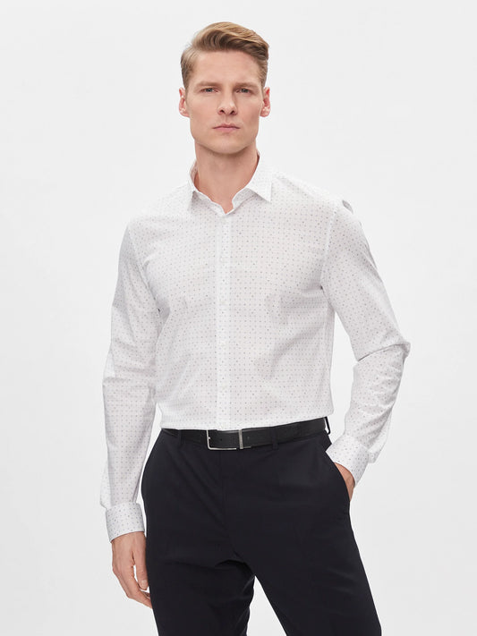 Calvin Klein Poplin print slim shirt - White