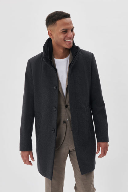 Matinique Harvey Wool Coat - Medium Grey Melange