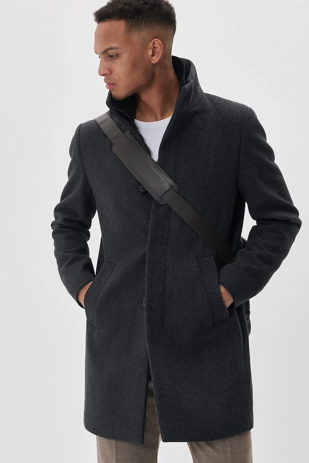 Matinique Harvey Wool Coat - Medium Grey Melange