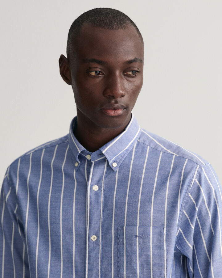 Gant Regular Fit Striped Oxford Shirt - College Blue