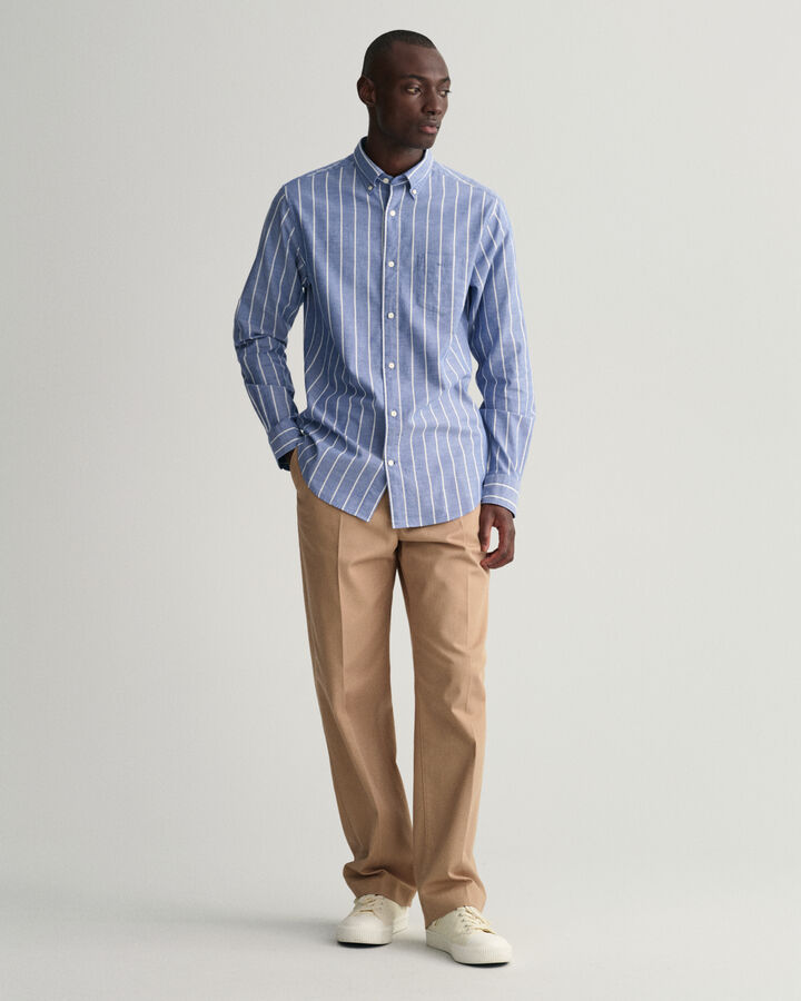 Gant Regular Fit Striped Oxford Shirt - College Blue