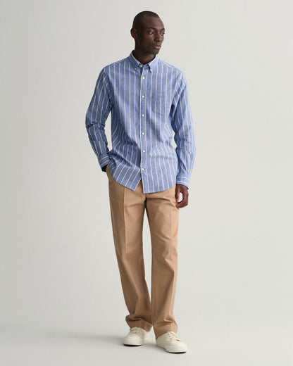 Gant Regular Fit Striped Oxford Shirt - College Blue