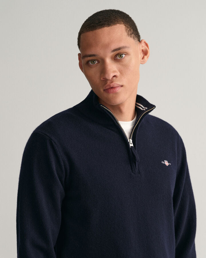 Gant Superfine Lambswool Half-Zip Sweater - Marine