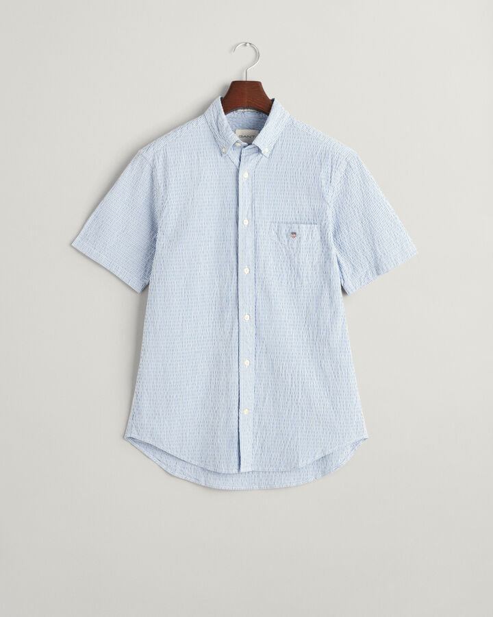 Gant Regular Fit Striped Seersucker Short Sleeve Shirt