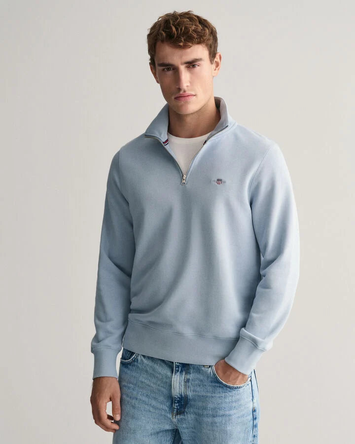 GANT Shield Half-Zip Sweatshirt - Dove Blue