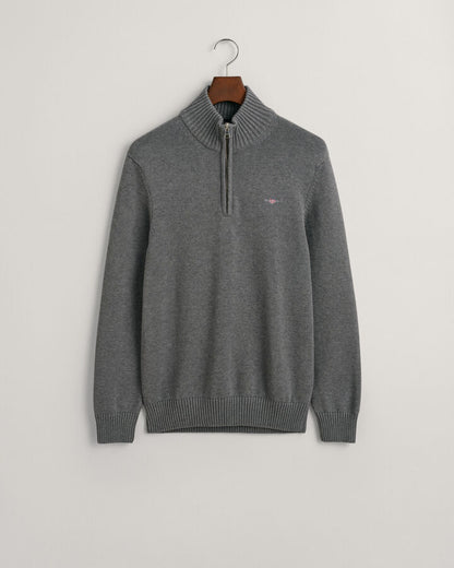 Gant Casual Cotton Half-Zip Sweater - Dark Grey Melange