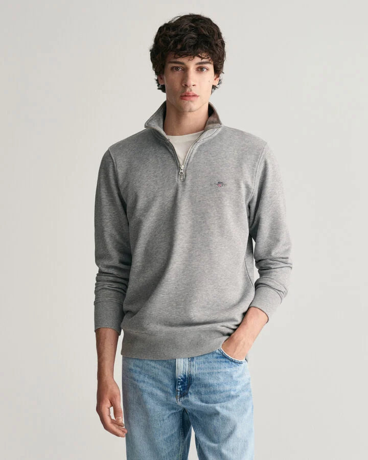 Gant Shield Half-Zip Sweatshirt - Grey Melange