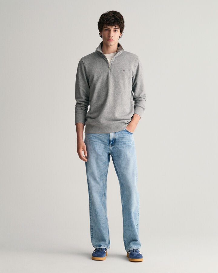 Gant Shield Half-Zip Sweatshirt - Grey Melange