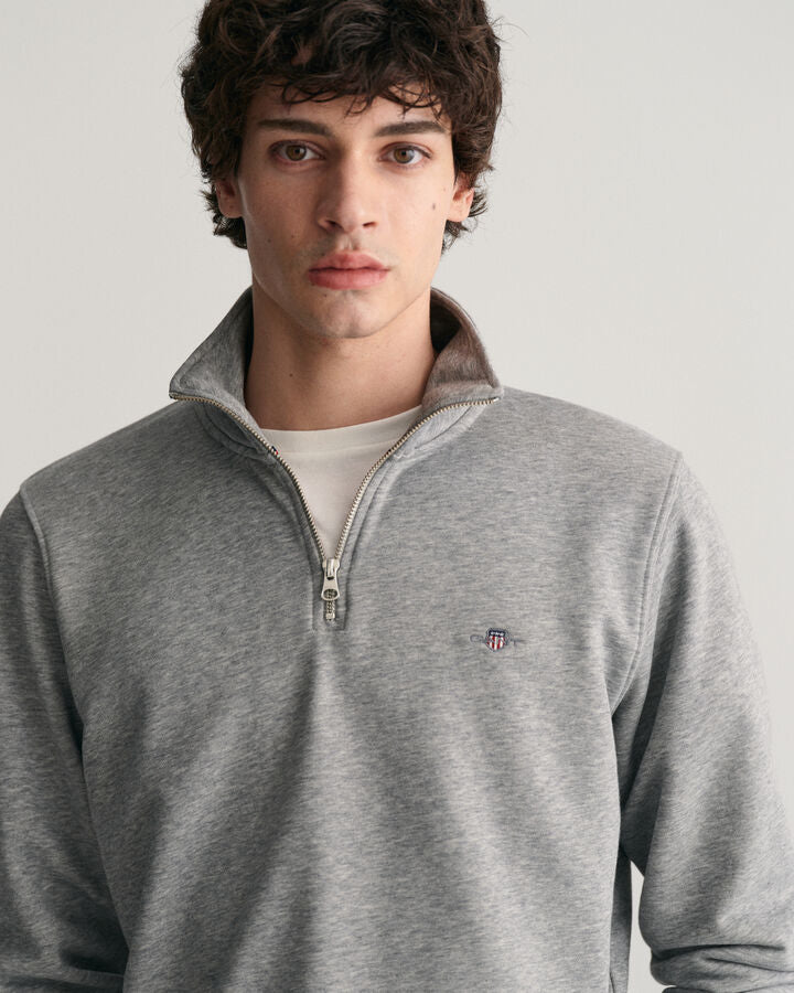 Gant Shield Half-Zip Sweatshirt - Grey Melange