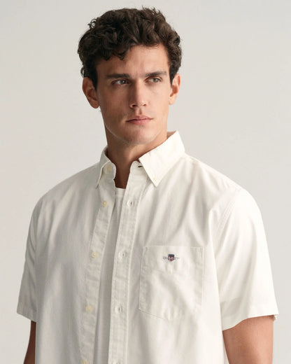 GANT Regular Fit Oxford Short Sleeve Shirt - White