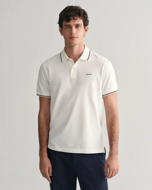 Gant Tipped Piqué Polo Shirt - White