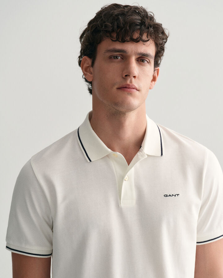 Gant Tipped Piqué Polo Shirt - White