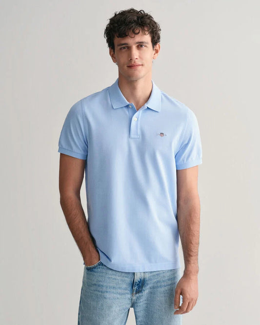 Gant Regular Fit Shield Piqué Polo Shirt - Capri Blue
