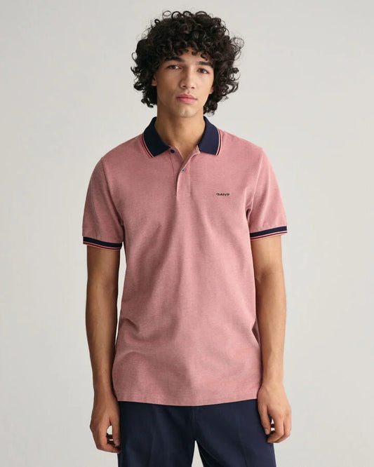 Gant 4-Color Oxford Piqué Polo Shirt - Sunset Pink