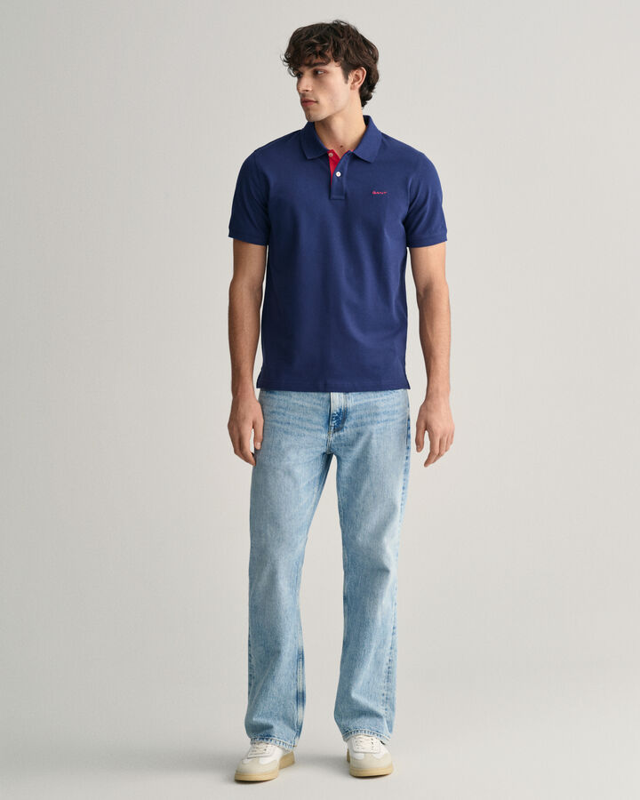 Gant Contrast Piqué Polo Shirt - Persian Blue