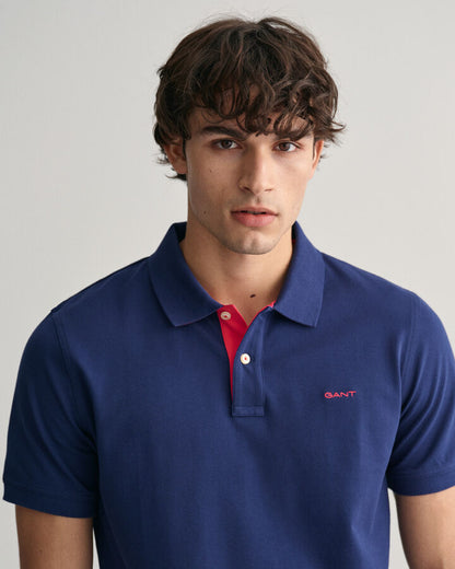 Gant Contrast Piqué Polo Shirt - Persian Blue