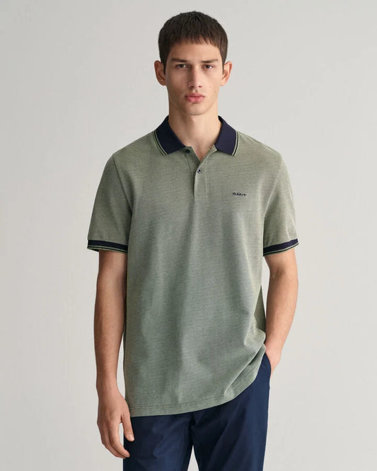 Gant 4-Color Oxford Piqué Polo Shirt - Pine Green