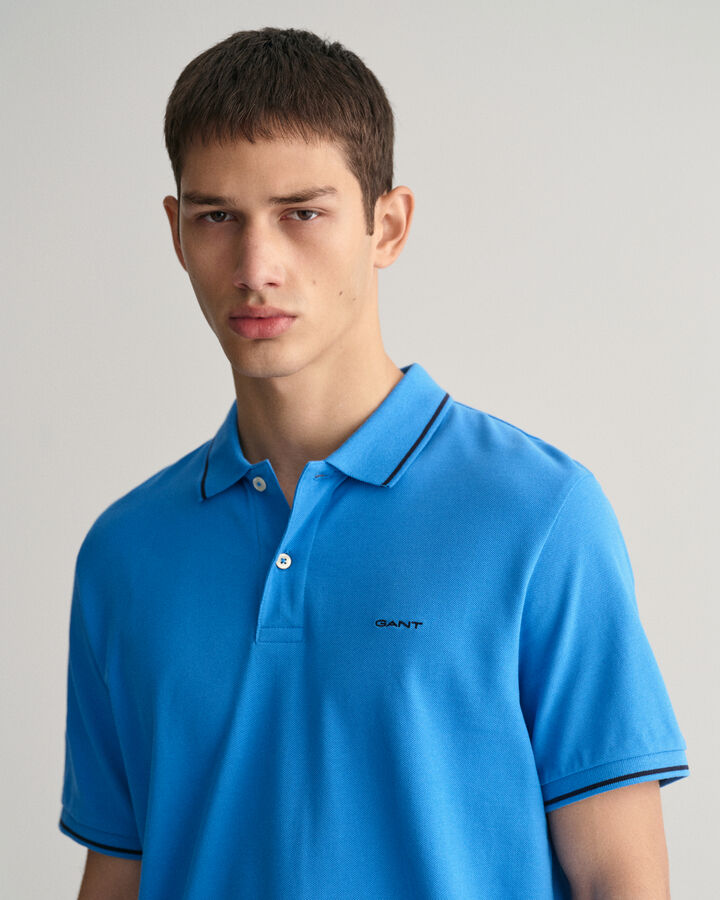 Gant Tipped Piqué Polo Shirt - Day Blue