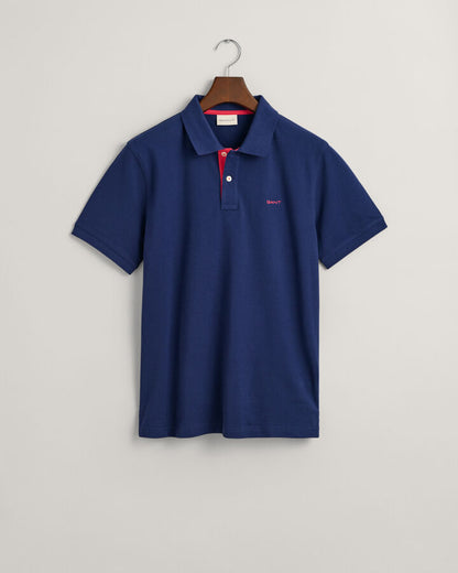 Gant Contrast Piqué Polo Shirt - Persian Blue