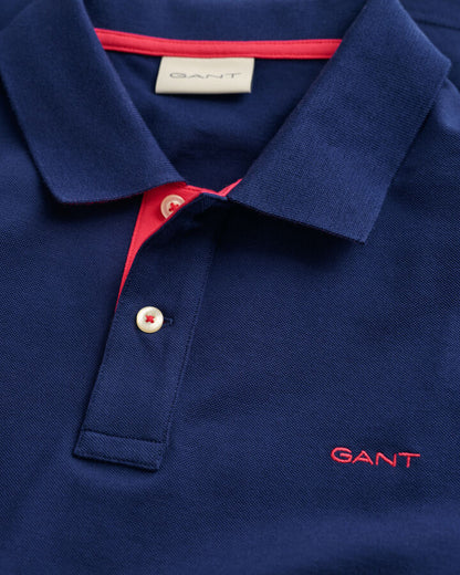 Gant Contrast Piqué Polo Shirt - Persian Blue