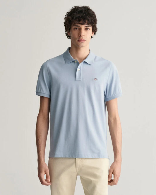 Gant - Regular Fit Shield Piqué Polo Shirt - Dove Blue