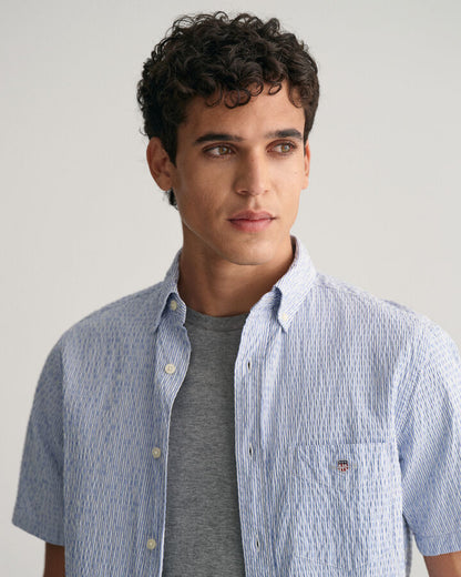 Gant Regular Fit Striped Seersucker Short Sleeve Shirt