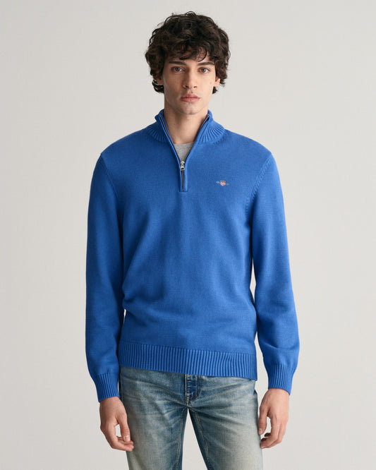 Gant Casual Cotton Half-Zip Sweater - Rich Blue
