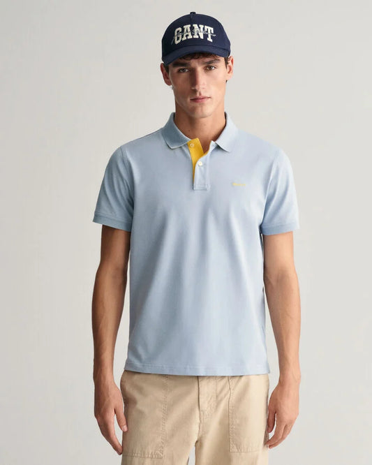 Gant Contrast Piqué Polo Shirt - Dove Blue