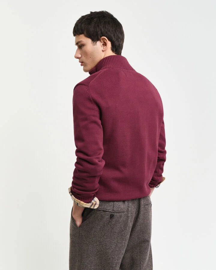 Gant Casual Cotton Half-Zip Sweater - Wine Red