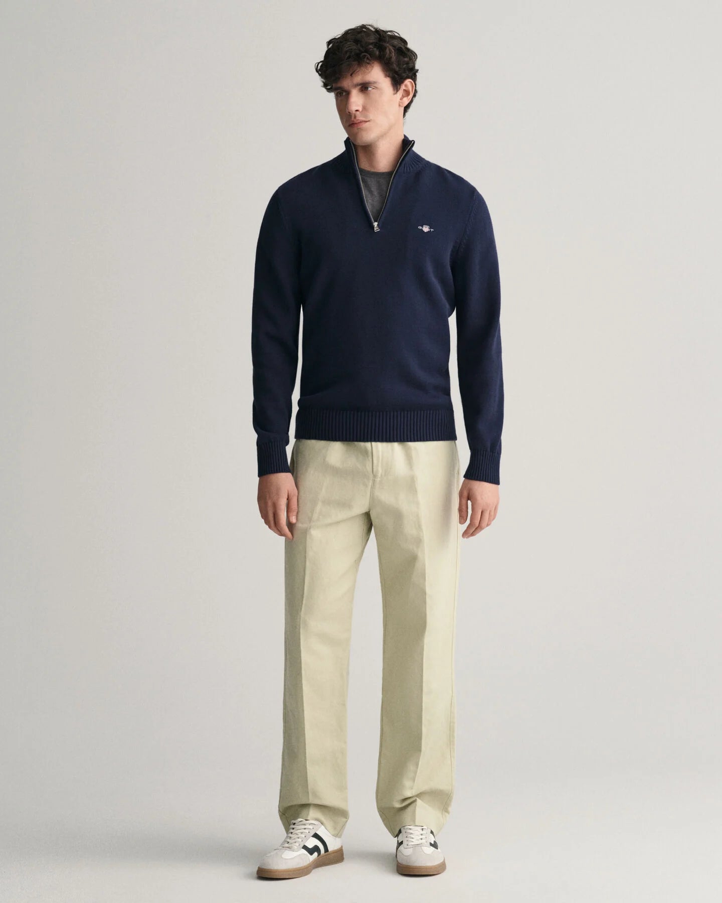 Gant Casual Cotton Half-Zip Sweater - Evening Blue