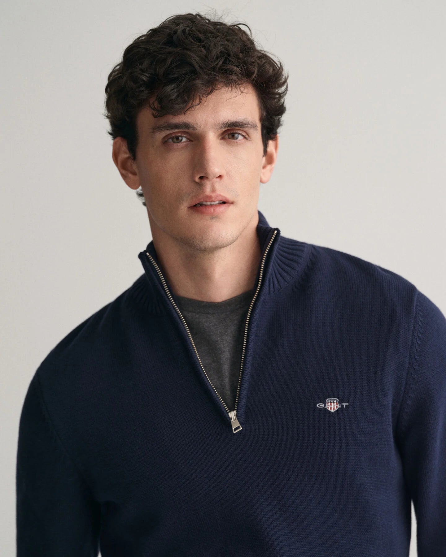 Gant Casual Cotton Half-Zip Sweater - Evening Blue