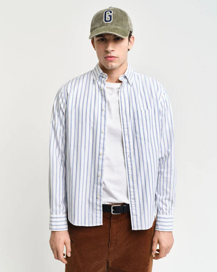 Gant Regular Fit Striped Archive Oxford Shirt - Eggshel