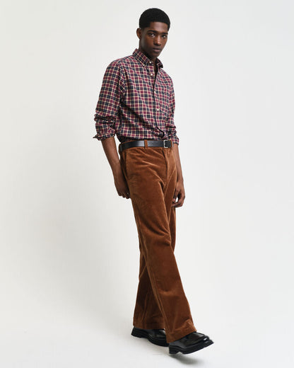 Gant Regular Fit Checked Light Twill Shirt - Wine Red