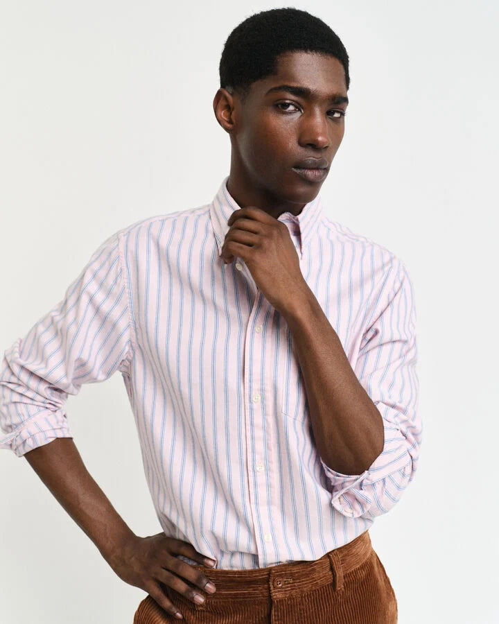 Gant Regular Fit Striped Archive Oxford Shirt - Dusty Pink