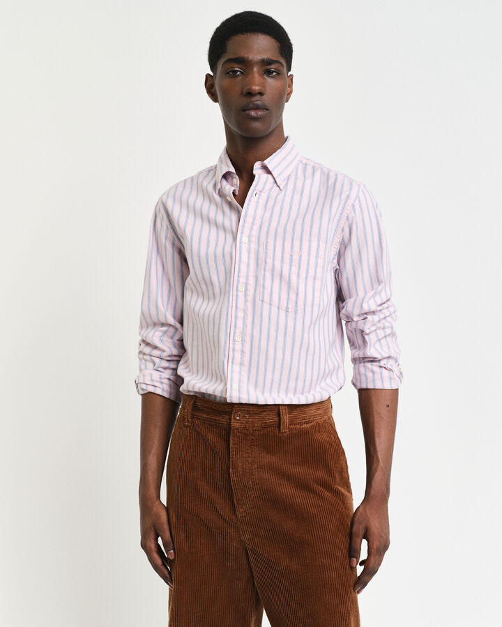 Gant Regular Fit Striped Archive Oxford Shirt - Dusty Pink