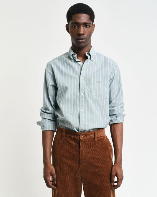 Gant Regular Fit Striped Archive Oxford Shirt - Dried Forest