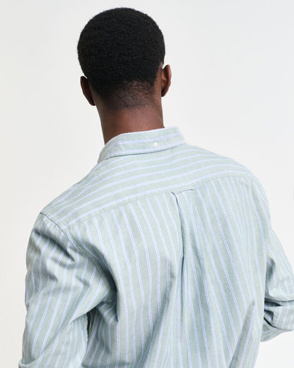 Gant Regular Fit Striped Archive Oxford Shirt - Dried Forest