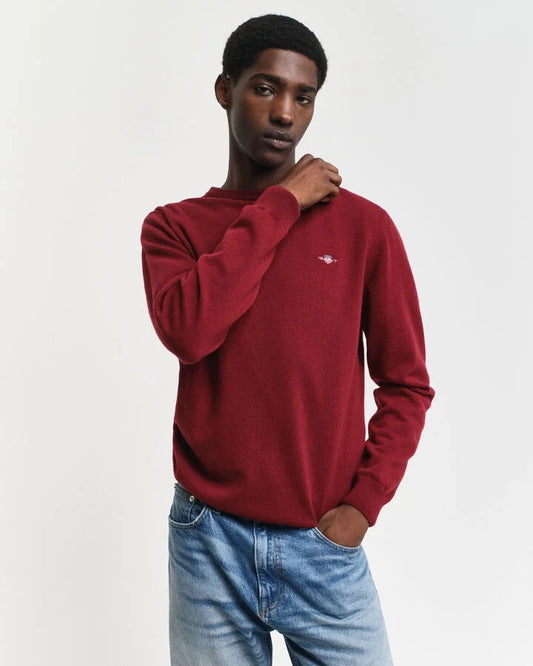 Gant Superfine Lambswool Crew Neck Sweater - Plumped Red