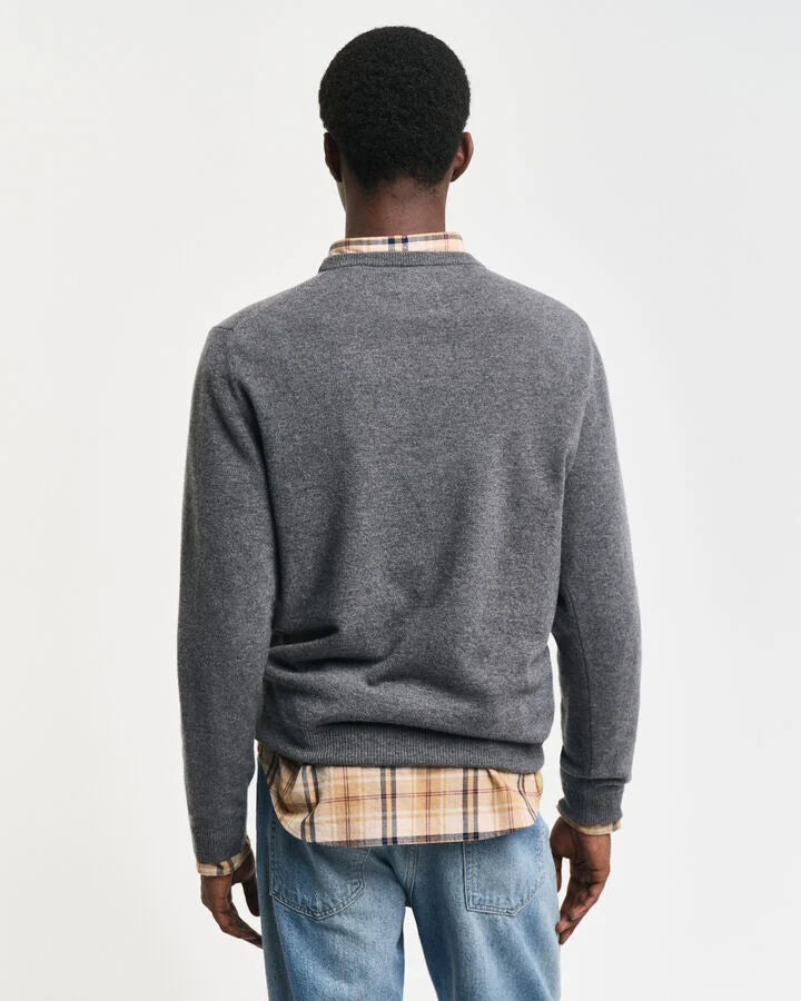 Gant Superfine Lambswool Crew Neck Sweater - Dark Grey