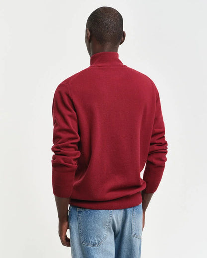 Gant Superfine Lambswool Half-Zip Sweater - Plumped Red