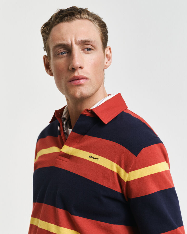 Gant Multi Striped Heavy Rugger - Iron Red