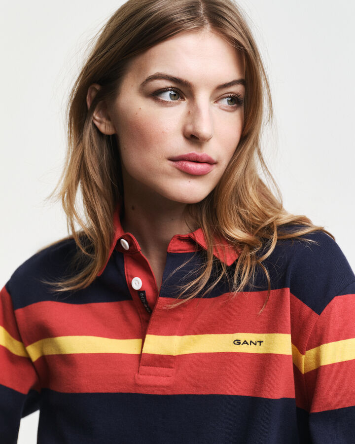 Gant Multi Striped Heavy Rugger - Iron Red