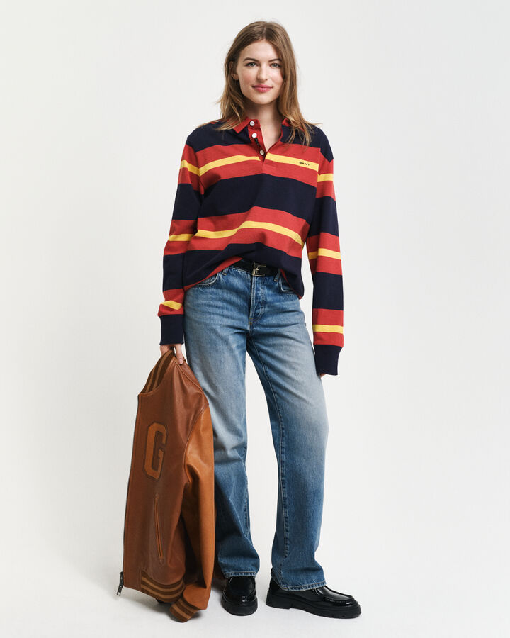 Gant Multi Striped Heavy Rugger - Iron Red