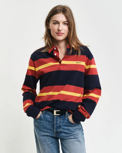 Gant Multi Striped Heavy Rugger - Iron Red