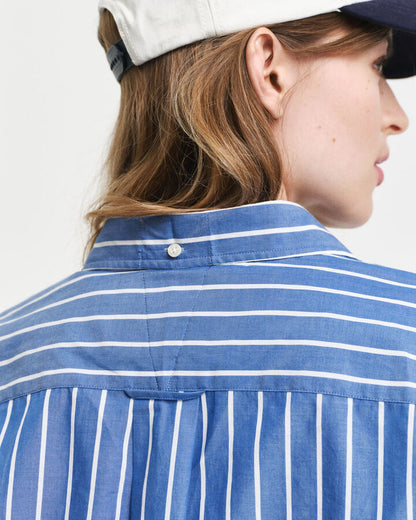 Gant Regular Fit Striped Poplin Shirt - Lapis Blue