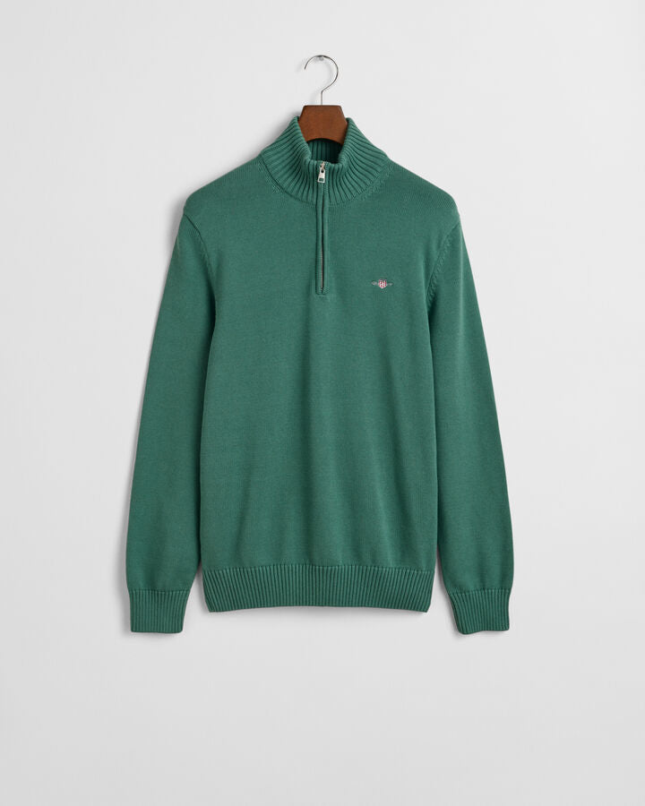 Gant Casual Cotton Half-Zip Sweater - Woody Green