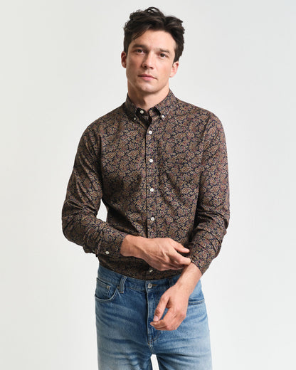 Gant Regular Fit Printed Paisley Shirt - Prussian Blue